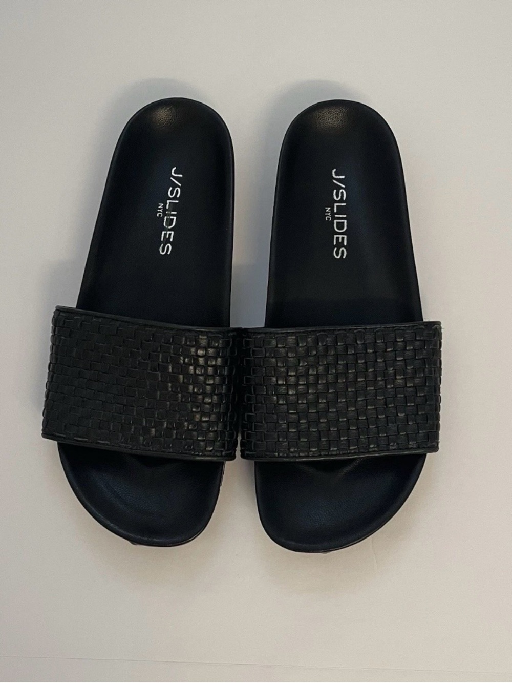 J/SLIDES NYC Naomie Black Woven Slide Sandals